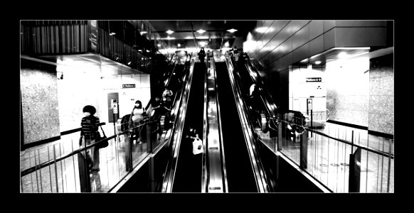 Mrt station - long escalators photo