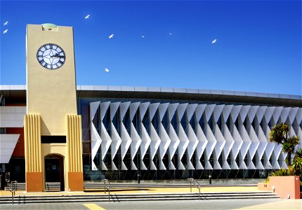 Clock and Library. New Brighton.NZ photo