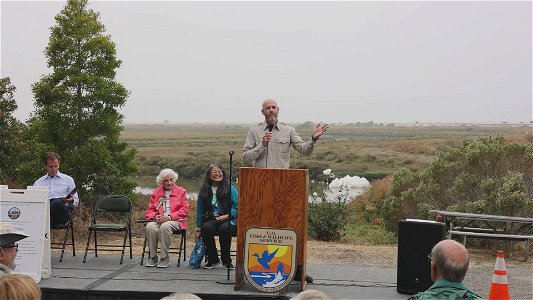 Matt Brown speaks during opening ceremony