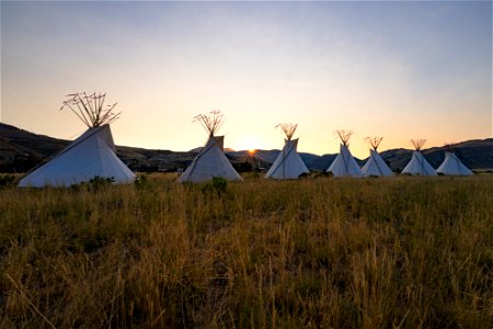 Yellowstone Revealed: North Entrance teepees at sunrise (5) photo