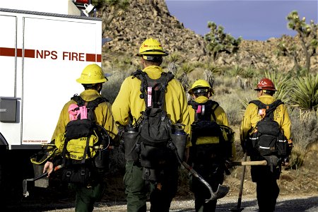 Wildland fire Engine 3632 and crew of firefighters photo