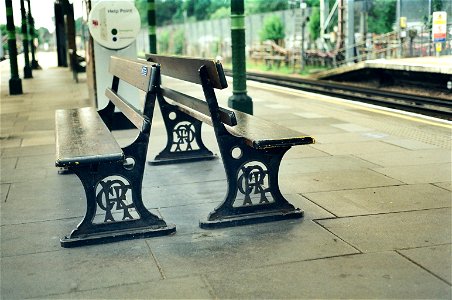 Great Eastern Railway seats at Loughton station photo