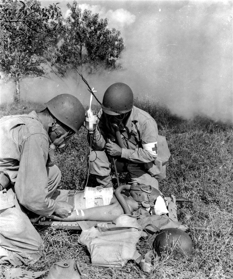 SC 179889 - Part of the training program received by the Medical Group at Camp Ellis, Ill., concerns the orientation given other groups such as engineers, quartermasters, signal corps, etc...