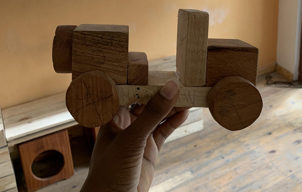 Carpentry workshop wooden car