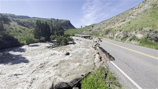 Yellowstone flood event 2022: North Entrance Road washed out near Rescue Creek Trailhead