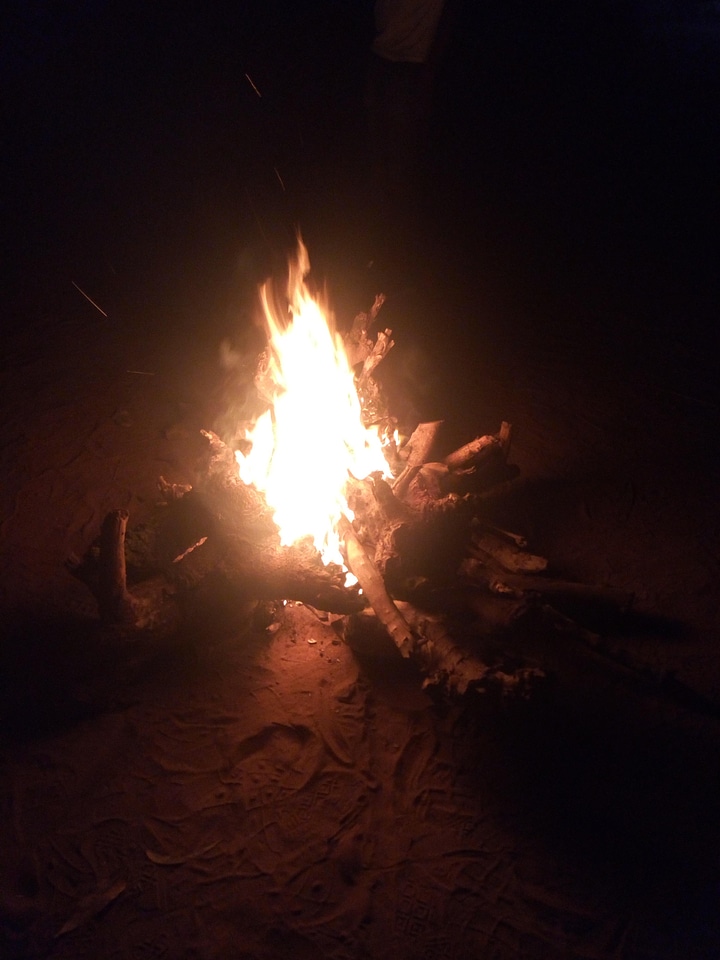 Campfire flame night
