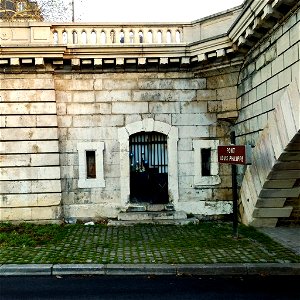 Homeless home on the river Seine bank