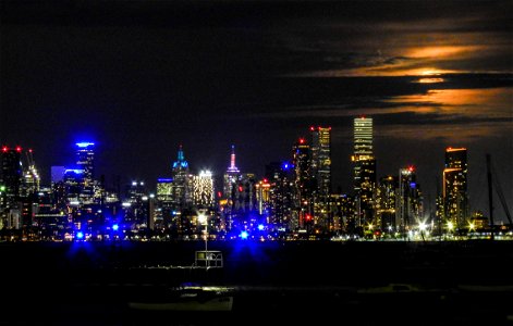 Moonlight over the city photo