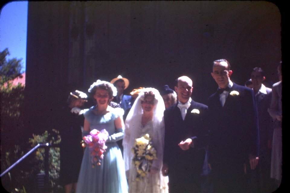 1940s Kodachrome titled "Pelusi Wedding 6-5-48."