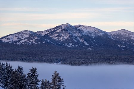 Mount Washburn rises above the fog in Hayden Valley photo