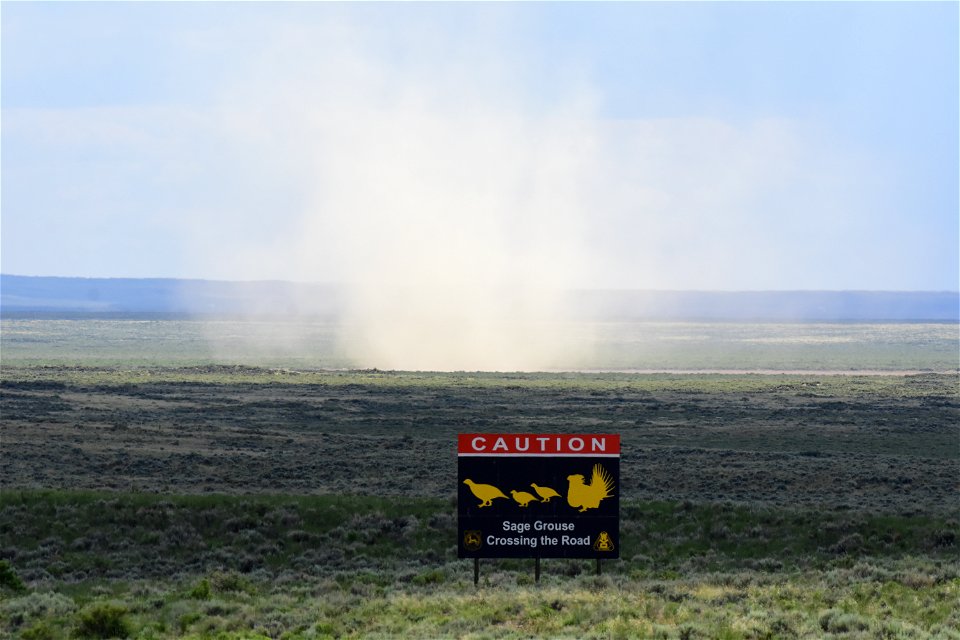 Dust devil on Highway 28 Wyoming