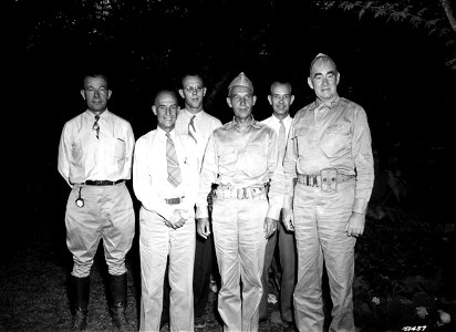 SC 151457 - Ewa Plantation. Left to right Mr. Miller, Mr Menaidi, Lt. Col. Gibney, Col. Morrisey. Rear are Mr. Morrell and Mr. Querted, Hawaii. photo