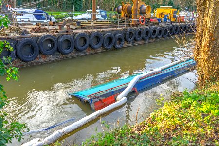 Narrowboat Salvage River Medway Opposite Allington Marina.