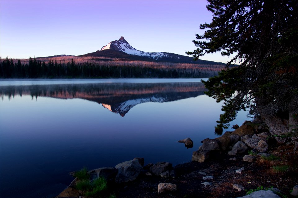 Pink sunrise at Big Lake, Oregon