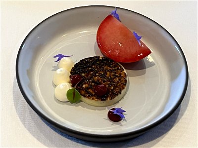 Jacobsen Orchard Plum, Ginger Creme Brulee, Poppy Seed Tuile and Mascarpone