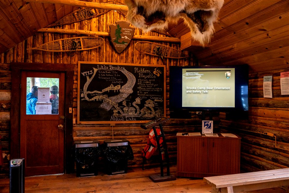 The bear orientation room inside the Visitor Center - NPS Photo/L. Law