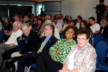 Judges await introduction during opening ceremony.