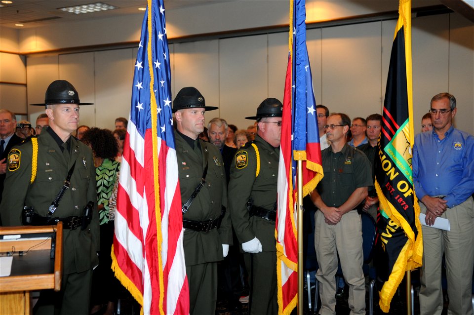 Ohio Division of Wildlife Color Guard during national anthem
