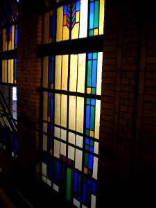 Stained Glass inside the White Rapids Dam photo