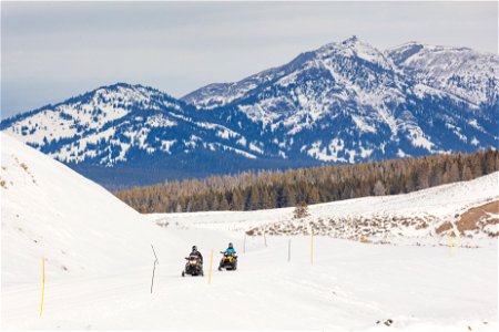 Snowmobilers in Hayden Valley
