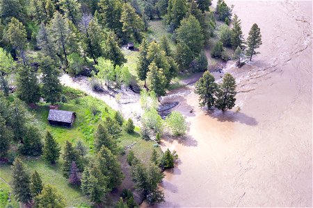 Yellowstone flood event 2022: Lower Blacktail Patrol Cabin washed away photo