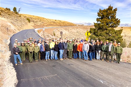 Yellowstone Flood Recovery Event: group photo with new Mammoth alighment