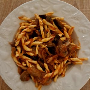 Pasta with Mushroom eggplan Rome Italy