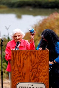 Local environmental advocate speaks during opening ceremony photo