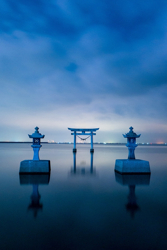 Sunset sea nagao shrine