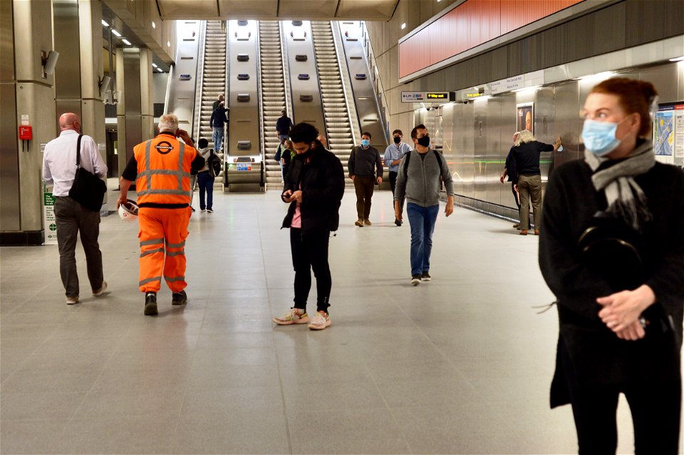 Escalators to street at new Battersea Power Station station
