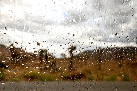 Rain on car window photo
