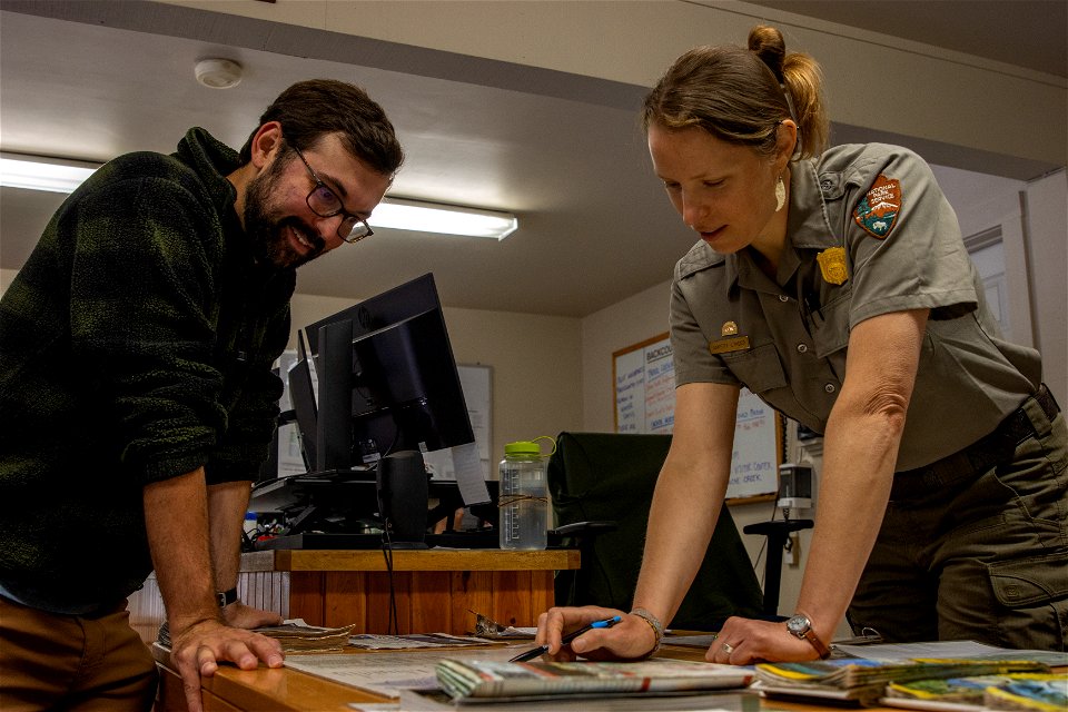 Ranger at the Wilderness Permit Center photo