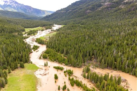 Yellowstone flood event 2022: swollen Soda Butte Creek photo