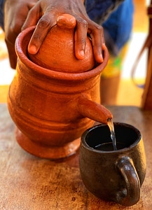 Pottery traditional glass jug of water