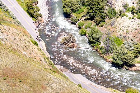 Yellowstone flood event 2022: North Entrance Road in Gardner River Canyon (6) photo