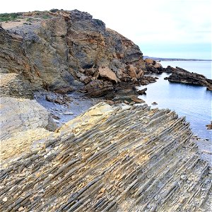 Closeup Rock Striations Arenal d'en Castell Menorca Balleric Island
