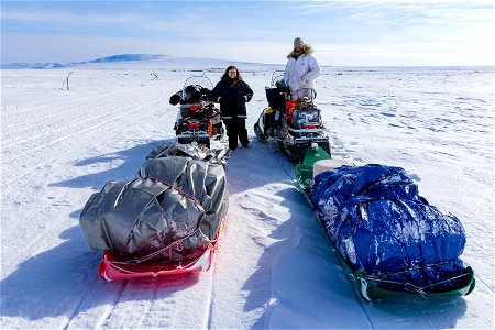 Winter travel on the tundra. photo