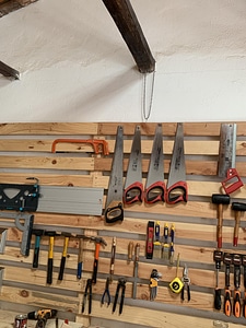 Wood workshop hammer photo
