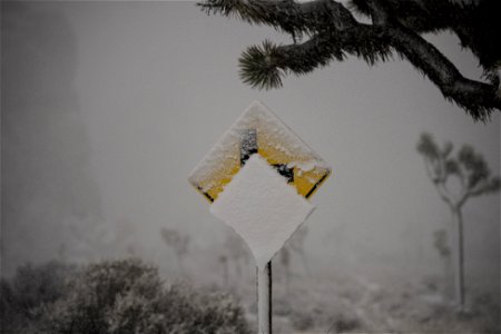 Snow-covered sign in Hidden Valley photo