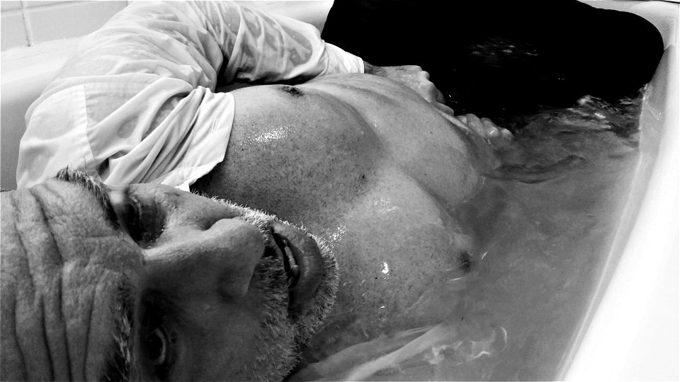 wet guy b+w photo