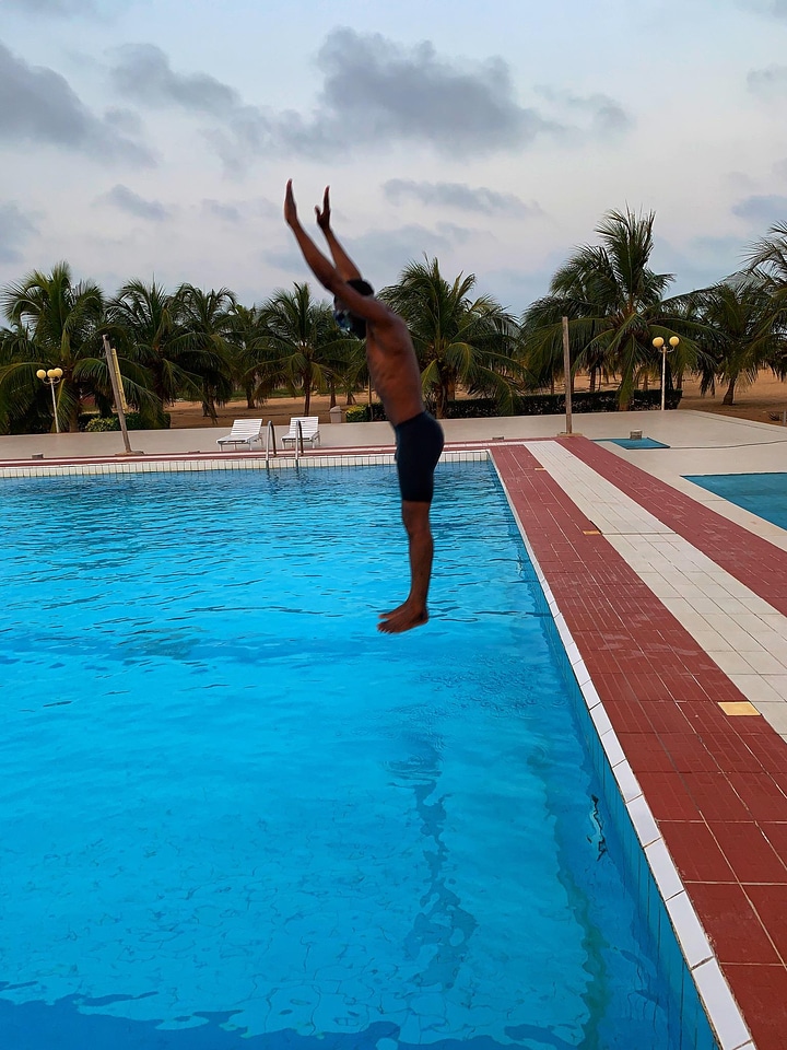Poeple man swimming pool