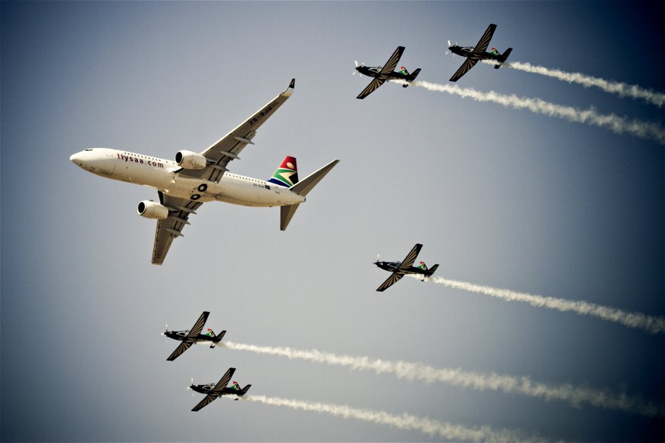 Airbus with Silver Falcons