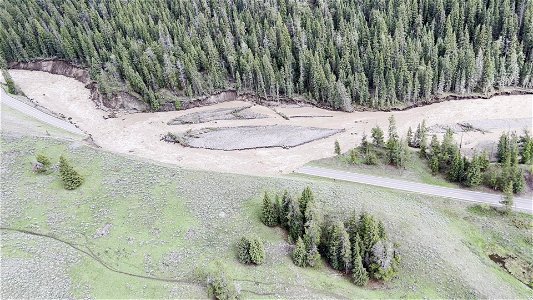 Yellowstone flood event 2022: Northeast Entrance Road washouts near Trout Lake Trailhead