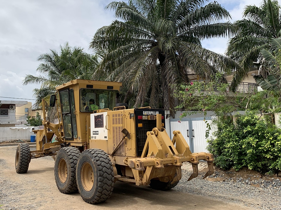 Truck construction machine road construction