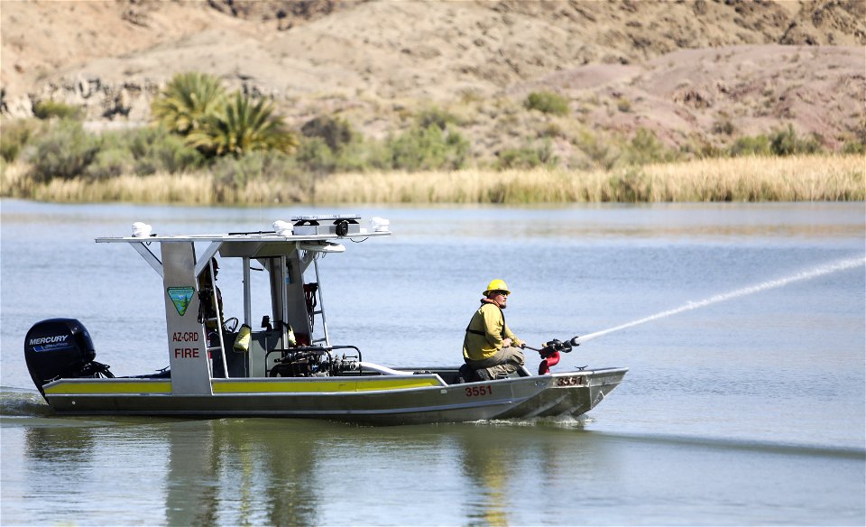 MAY 14: A fireboat in Mittry Lake, Yuma