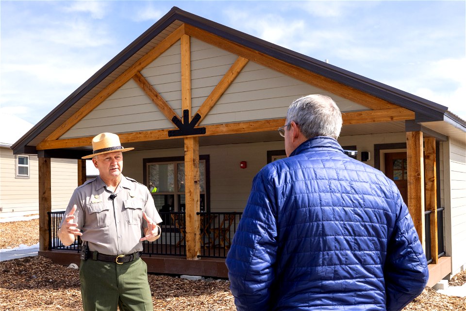 Housing improvement project goal 1 ribbon-cutting: Cam Sholly, superintendent, does an interview