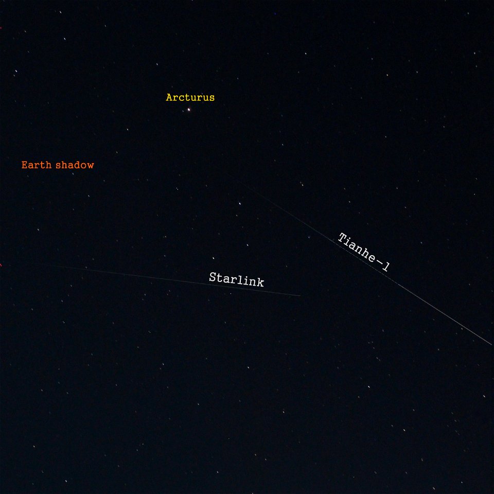 Tianhe-1 & Starlink on May 21, 2021 at 19:58 UT