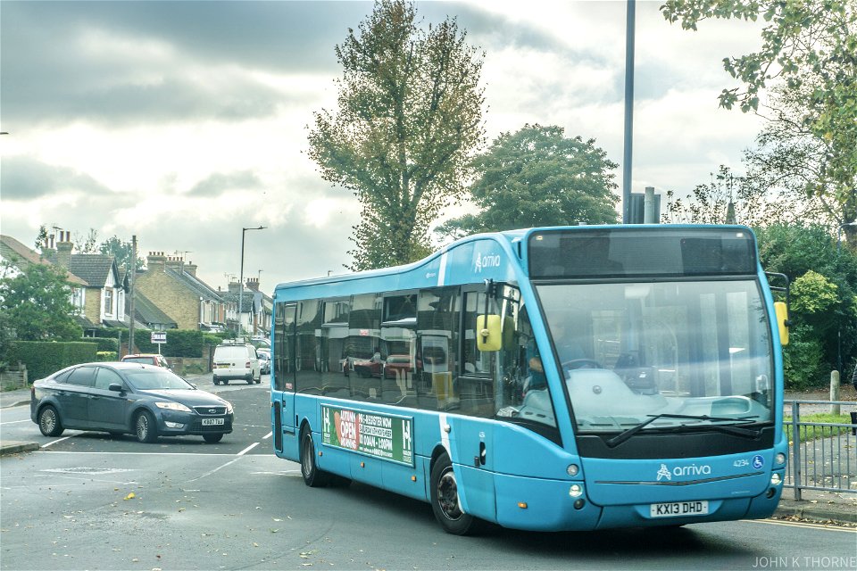 KX13DHD turning into Queens Road Maidstone as bus on diversion.