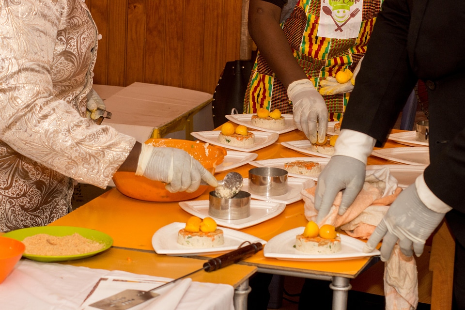 People work cooking