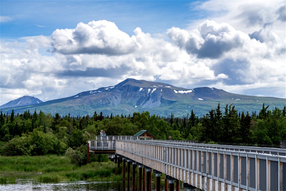 The elevated walkway across the river - NPS Photo/L. Law